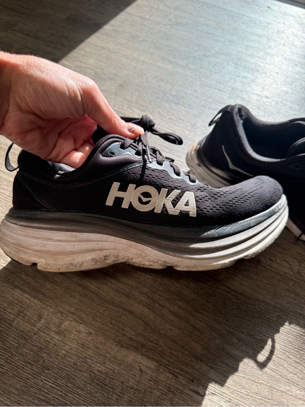 Hoka Men's Black and White Athletic Running Shoes